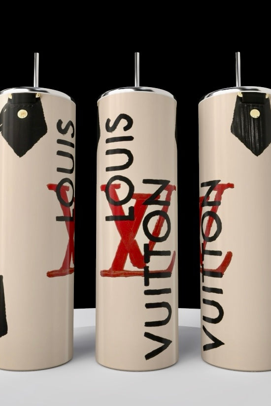Louis Vuitton Tan Purse Designed 20oz Stainless Steel Tumbler