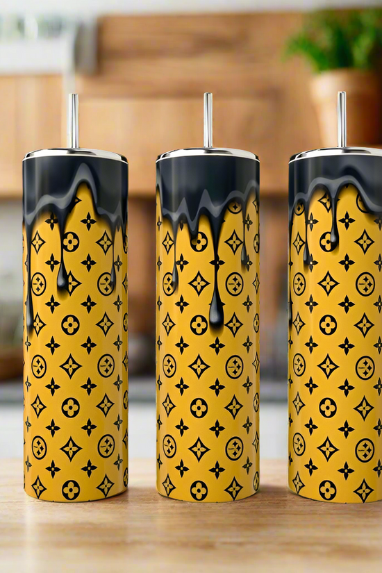 LV Yellow & Black Drip 20oz Tumbler