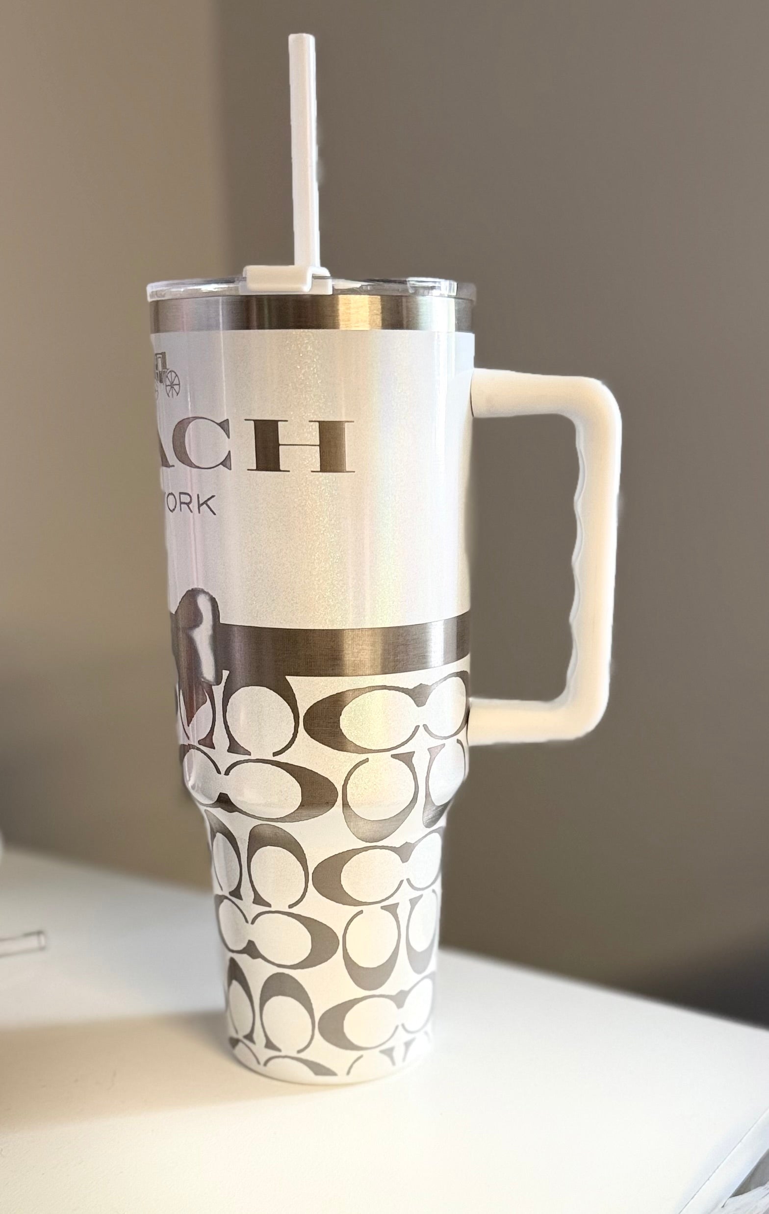 Coach White 40oz Engraved Tumbler