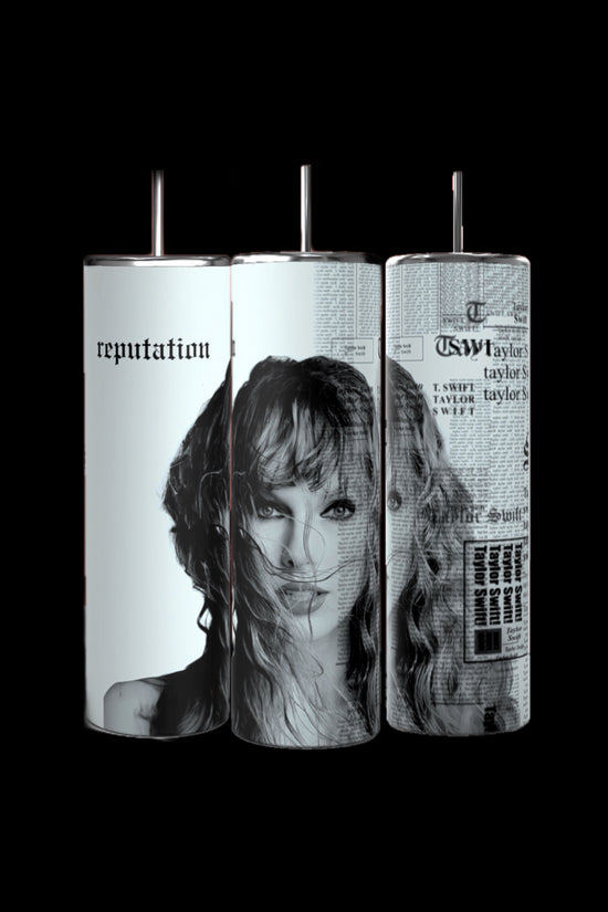 Three Tea Bridgerton 20oz Stainless Steel Tumblers by Kreative Kreationz are shown. The left two display silhouettes of women, flowers, and the text 