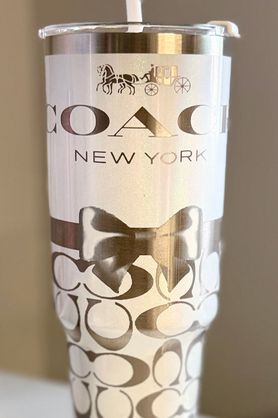 Coach White 40oz Engraved Tumbler