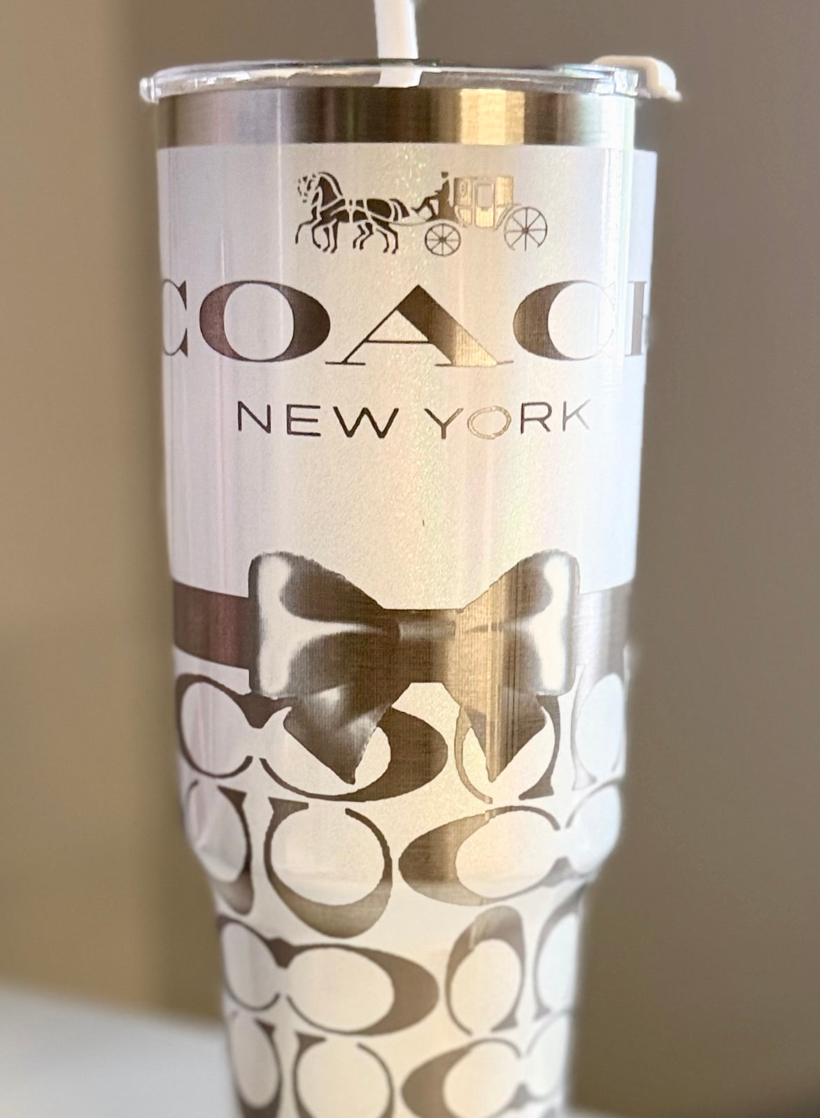 Coach White 40oz Engraved Tumbler