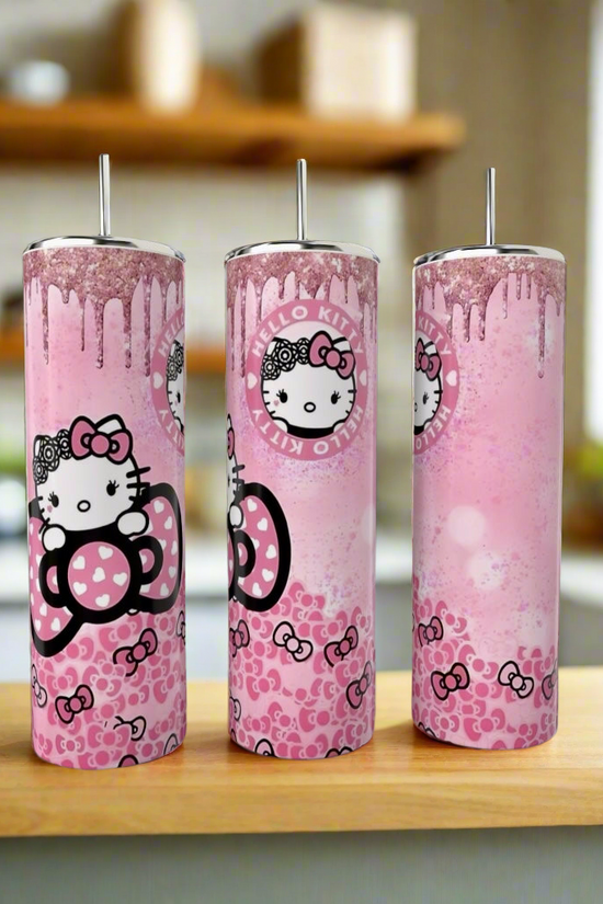 Hello Kitty Pink Glitter Drip 20oz Tumbler