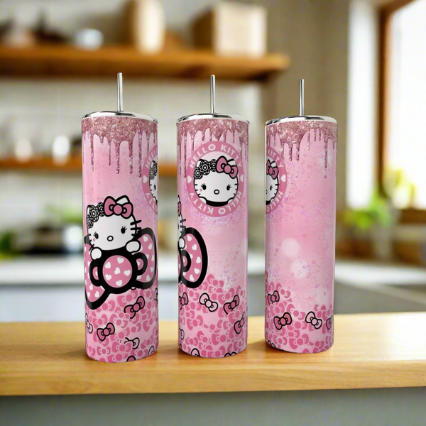 Hello Kitty Pink Glitter Drip 20oz Tumbler