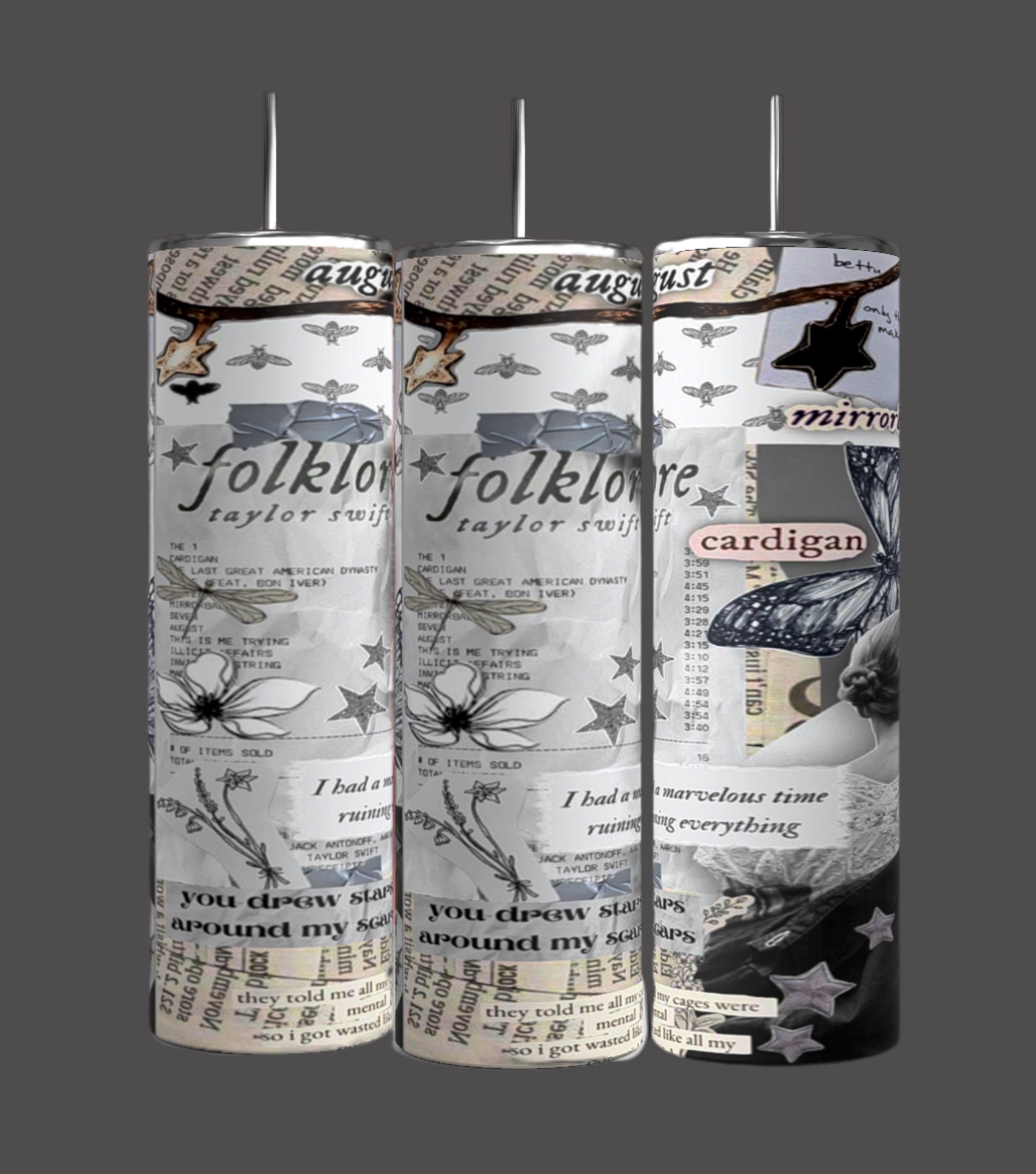 Folklore Taylor Swift 20oz Skinny Tumbler