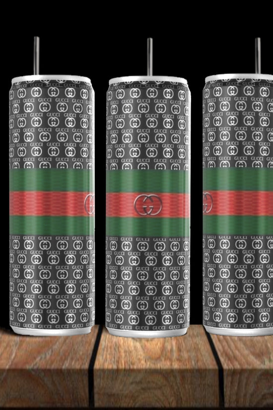 Gucci Silver Stainless Steel Inspired 20oz Tumbler Collection
