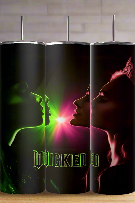 The Wicked Face-Off 20oz Tumbler by Kreative Kreationz features a striking 