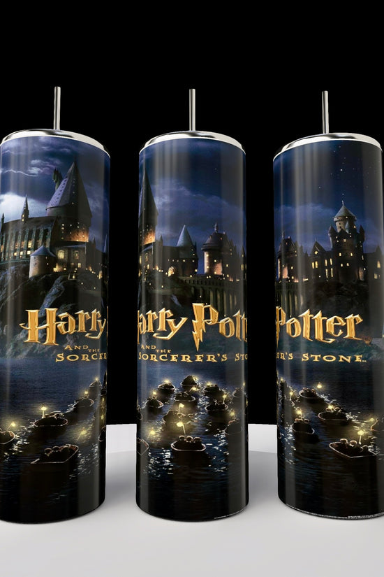 The Kreative Kreationz Harry Potter 20oz Tumblers showcase a magical castle at night with 