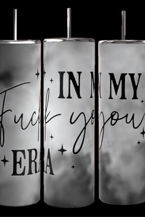 Three tall, cylindrical metal tumblers from Kreative Kreationz are displayed against a black background. The 