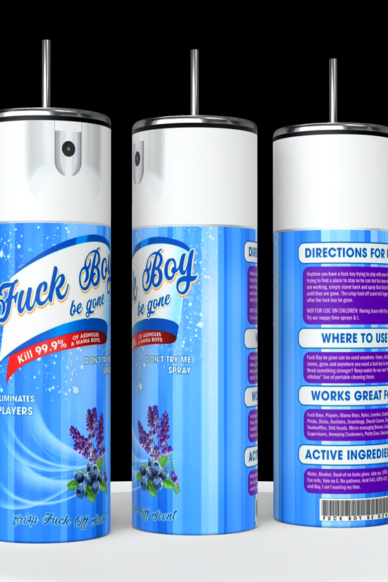 Three pink spray cans labeled 