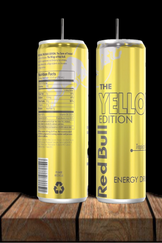 Yellow Tropical Red Bull 20oz Tumbler