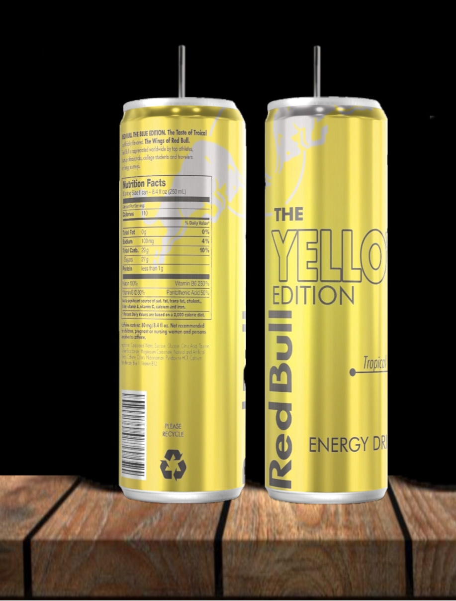 Yellow Tropical Red Bull 20oz Tumbler