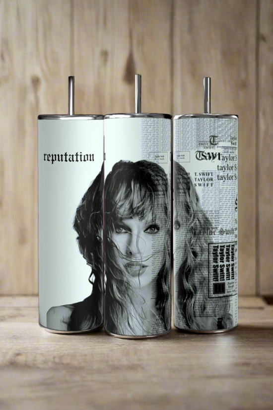 Three Tea Bridgerton 20oz Stainless Steel Tumblers by Kreative Kreationz are shown. The left two display silhouettes of women, flowers, and the text 
