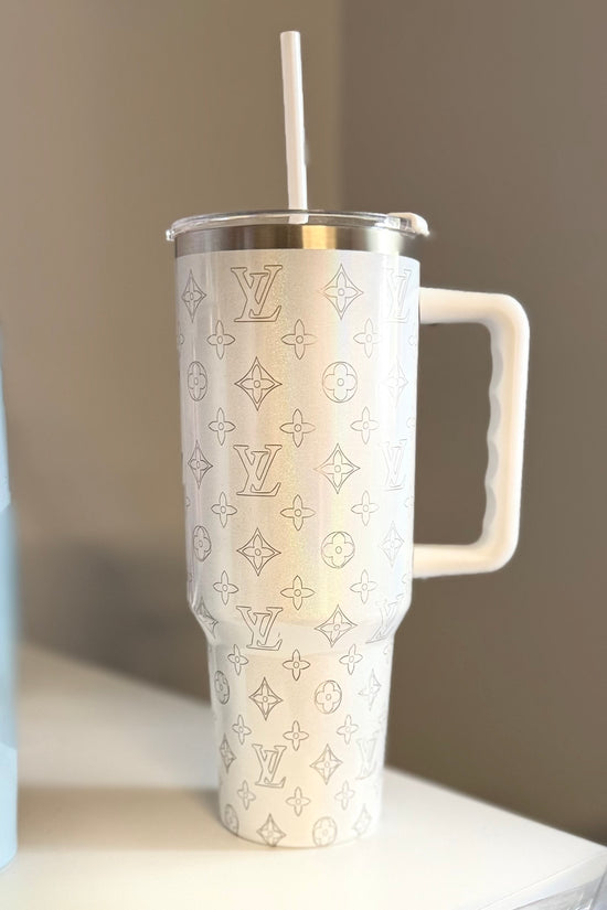 LV White 40oz Engraved Tumbler