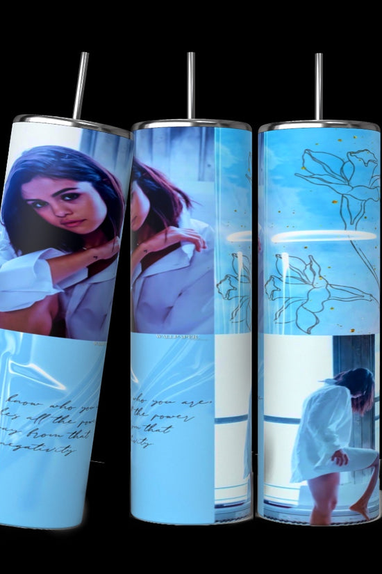 Selena Gomez Blue Collage 20oz Stainless Steel Tumbler