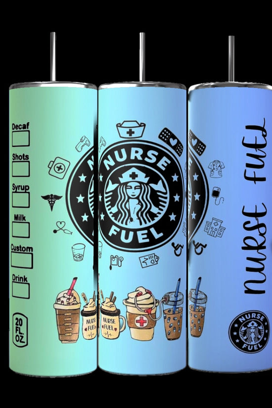 Three dark blue cylindrical tumblers, inspired by the luxury GUCCI Diana design and crafted by Kreative Kreationz, each featuring a textured pattern. These elegant tumblers boast prominent gold and red buckle designs, include a reusable straw, and flaunt a sleek, minimalistic aesthetic against a dark blue background. Each tumbler has an impressive 20 oz capacity.
