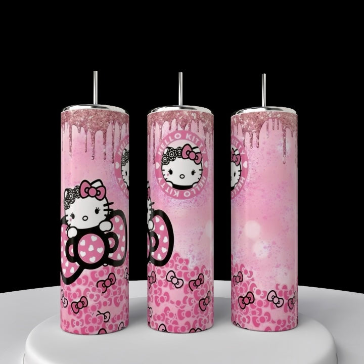 Hello Kitty Pink Glitter Drip 20oz Tumbler