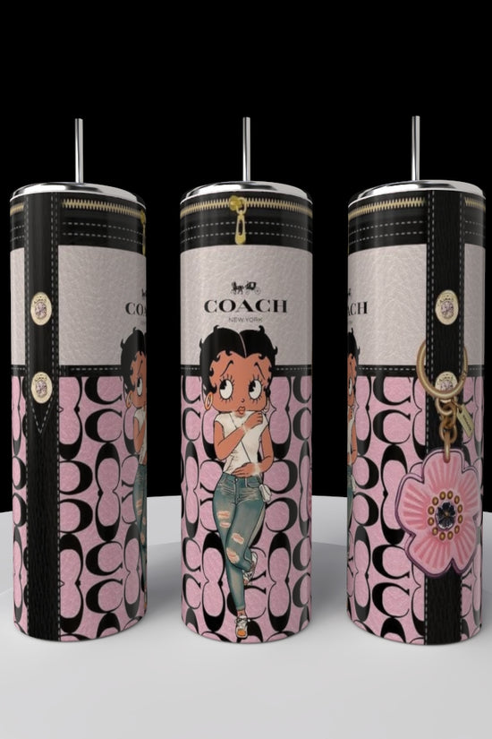Betty B Pink Coach Zip 20oz Skinny Tumbler