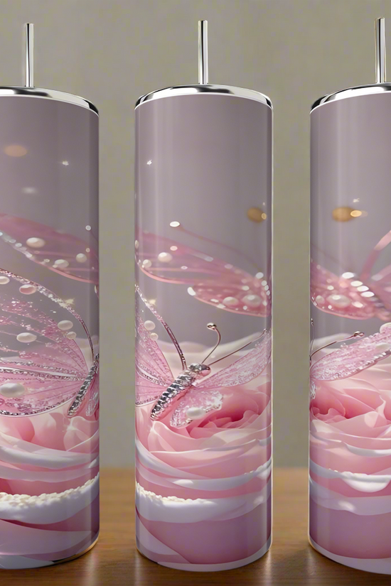 Rose Butterfly 20oz Stainless Steel Tumbler