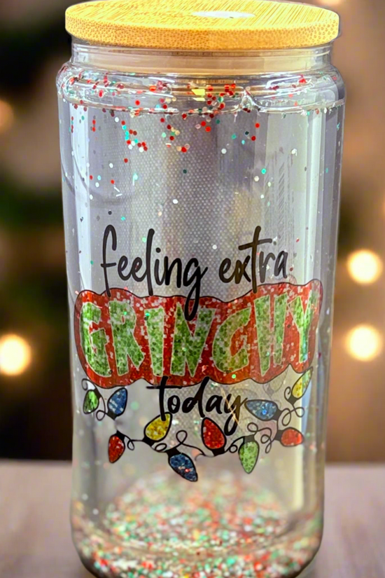 Feeling extra Grinch Snowglobe Tumbler-16oz