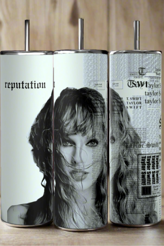 Three Tea Bridgerton 20oz Stainless Steel Tumblers by Kreative Kreationz are shown. The left two display silhouettes of women, flowers, and the text 