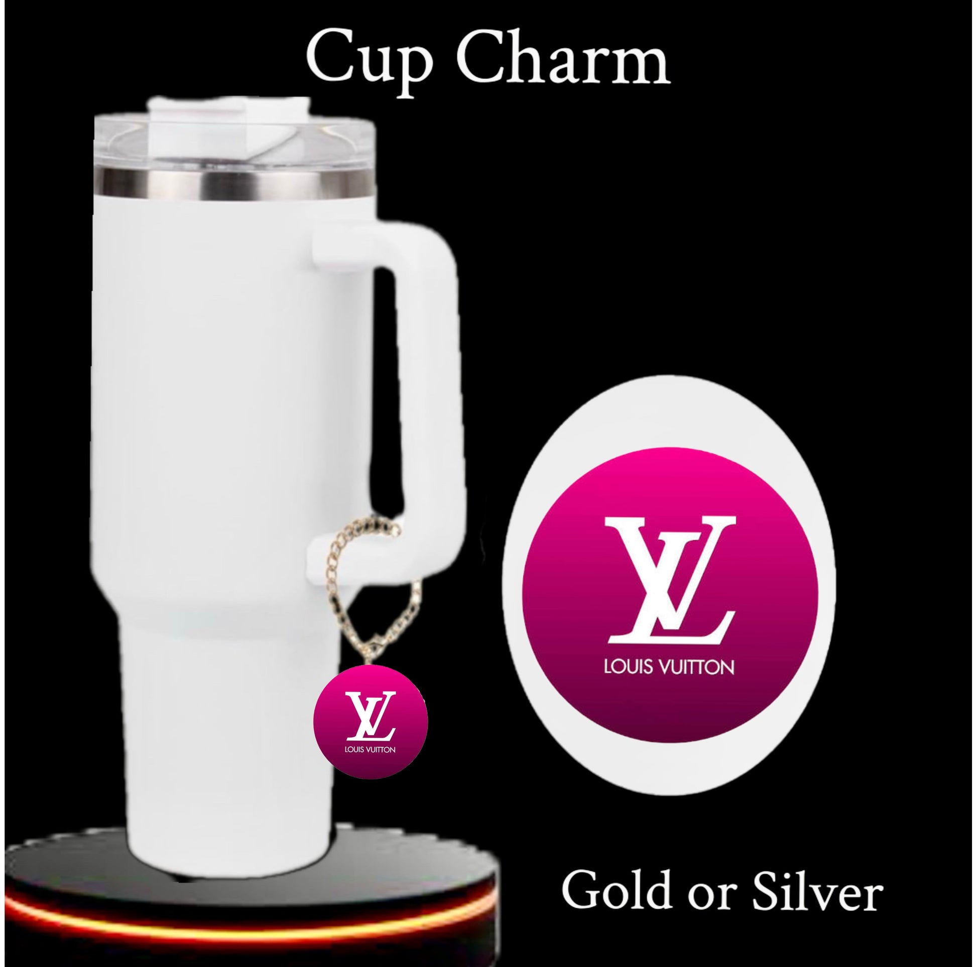 Pink LV Charm Dangle | Cup Accessory