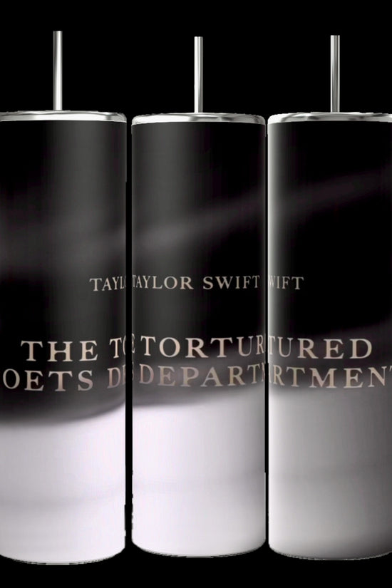 Kreative Kreationz presents three 20oz TTPD Skinny Tumblers with a black and white gradient design, featuring 