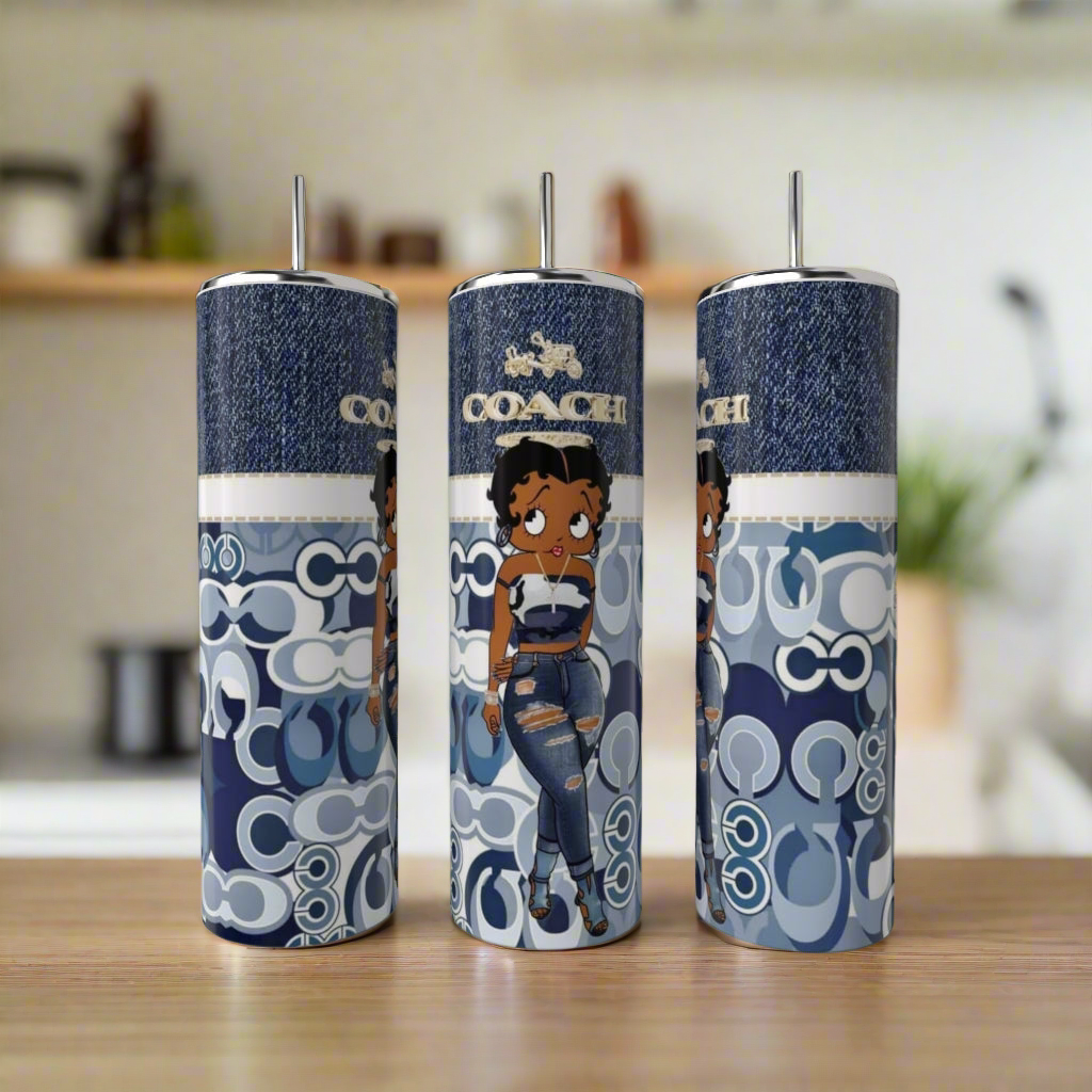 Betty B  Blue Coach 20oz Skinny Tumbler