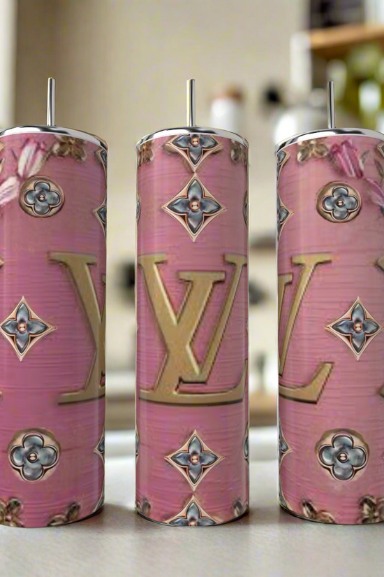 LV Pink BlueJeweled 20oz Tumbler