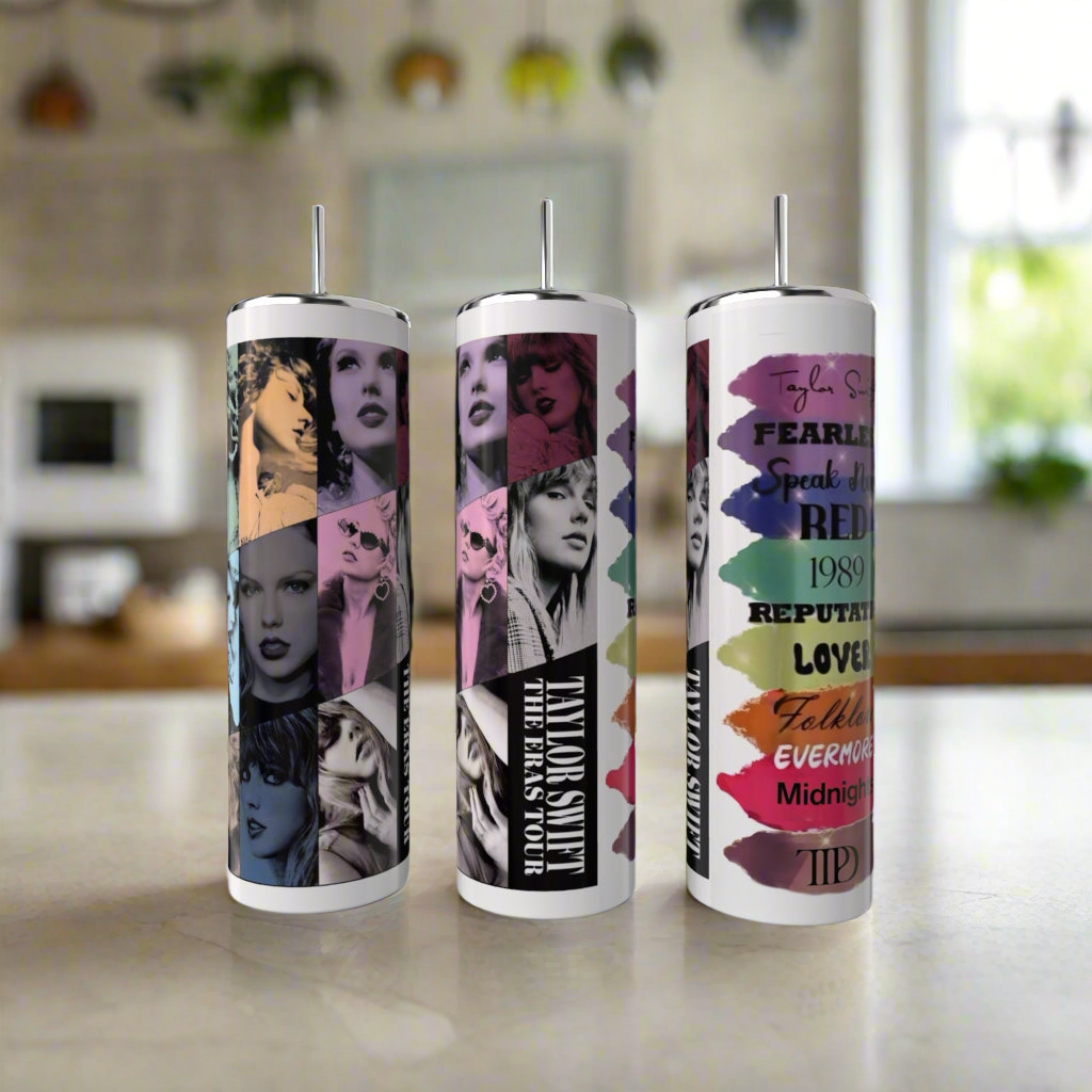 Eras Collage Taylor Swift 20oz Skinny Tumbler