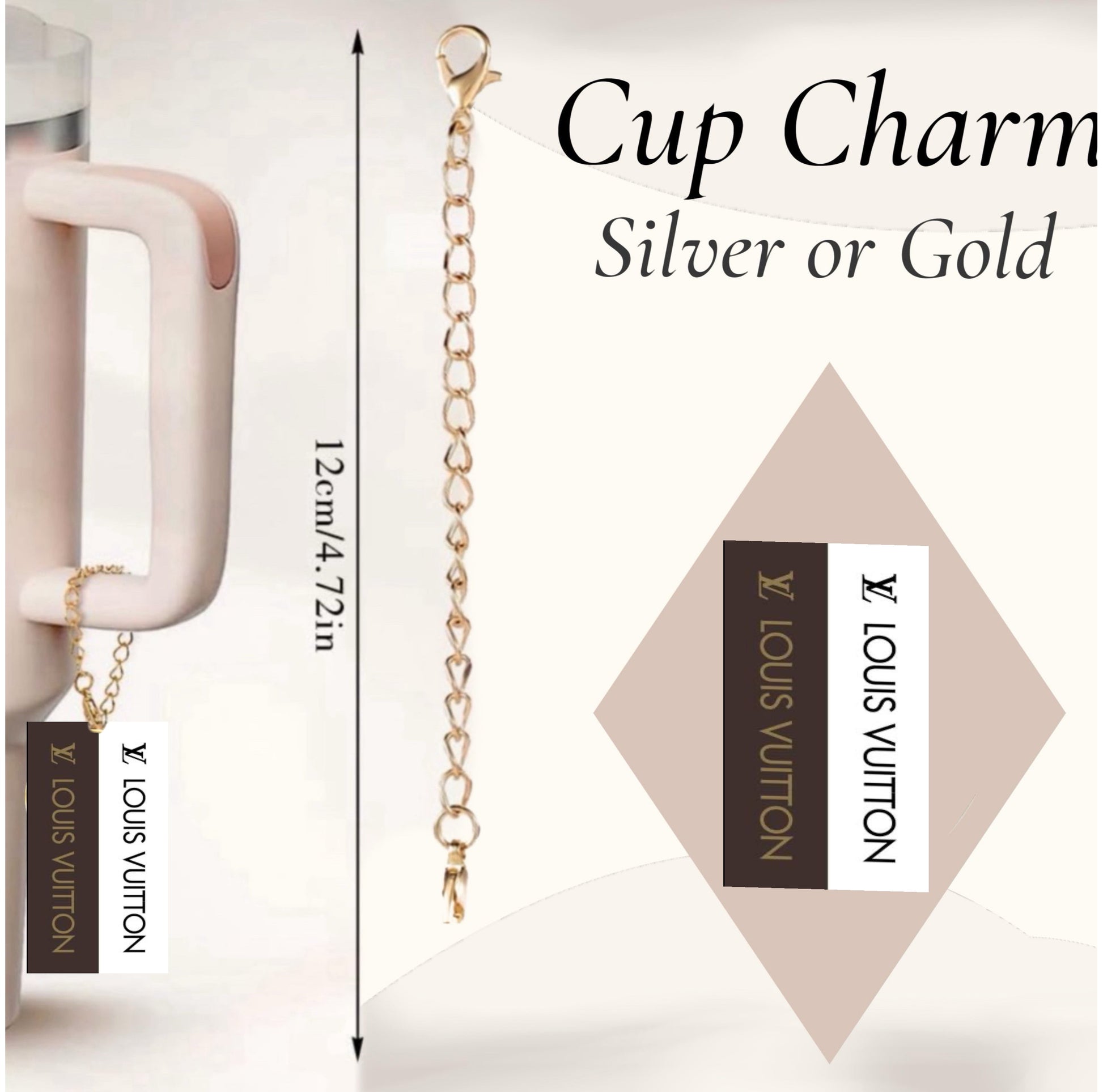 LV Rectangle Charm Dangle | Cup Accessory