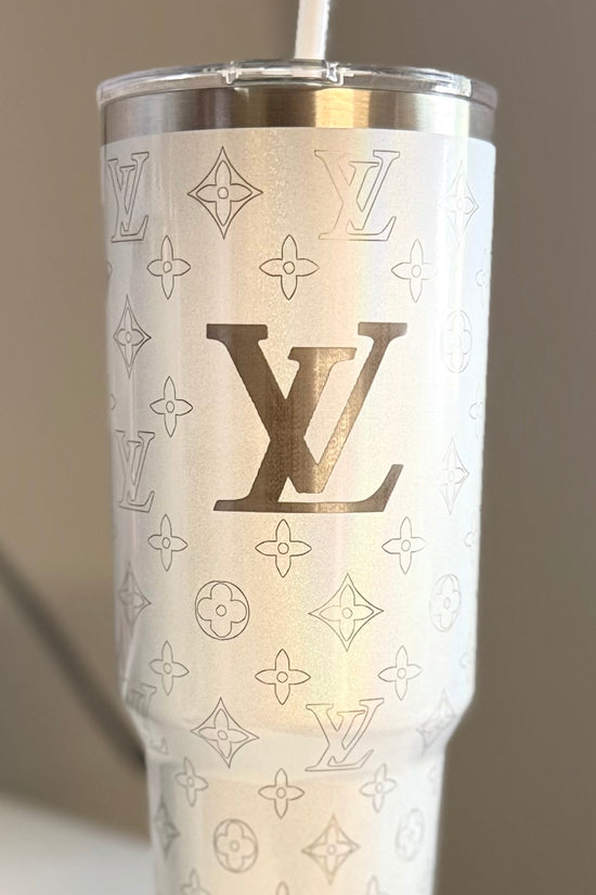 LV White 40oz Engraved Tumbler