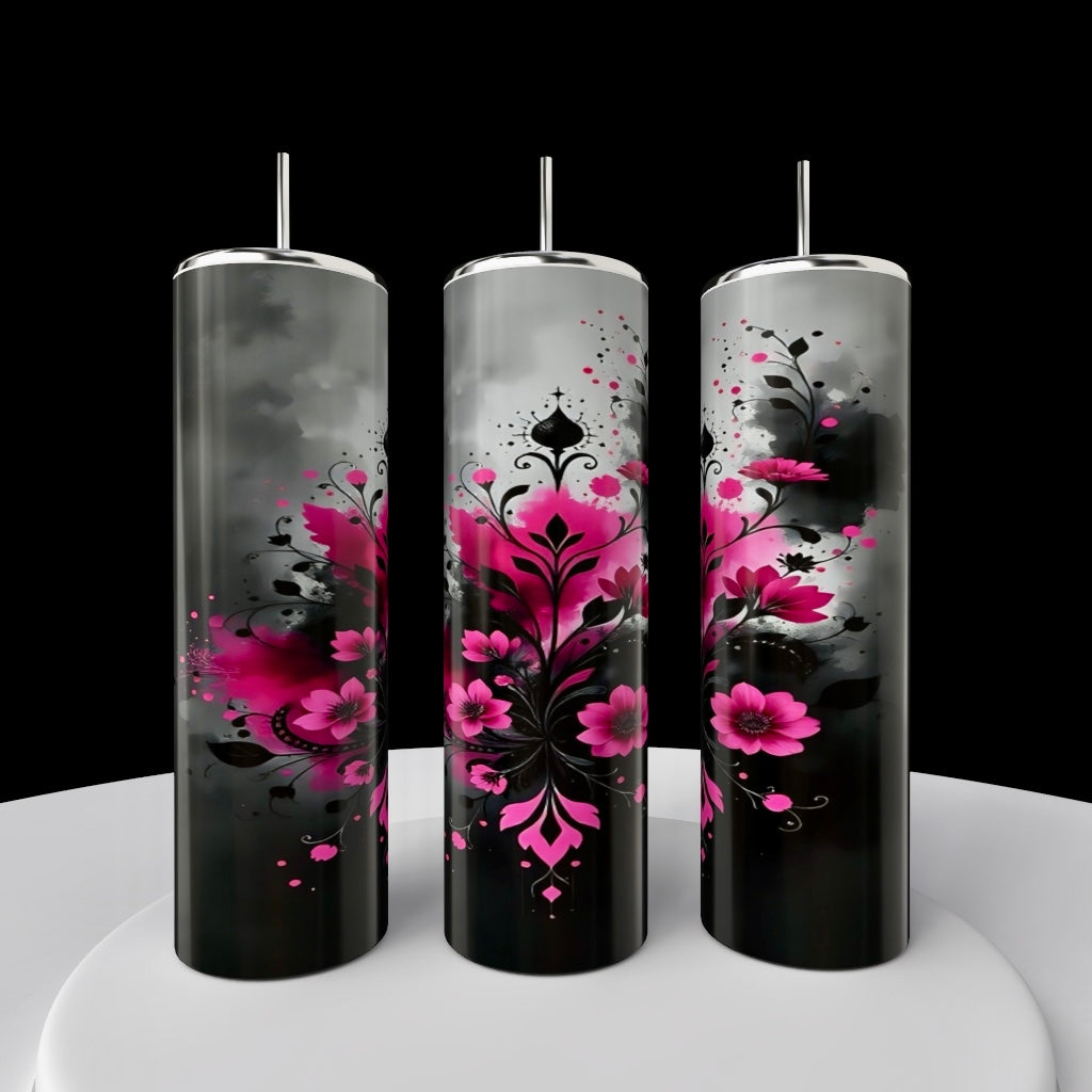 Aesthetic Smokey Flowers 20oz Stainless Steel Tumbler