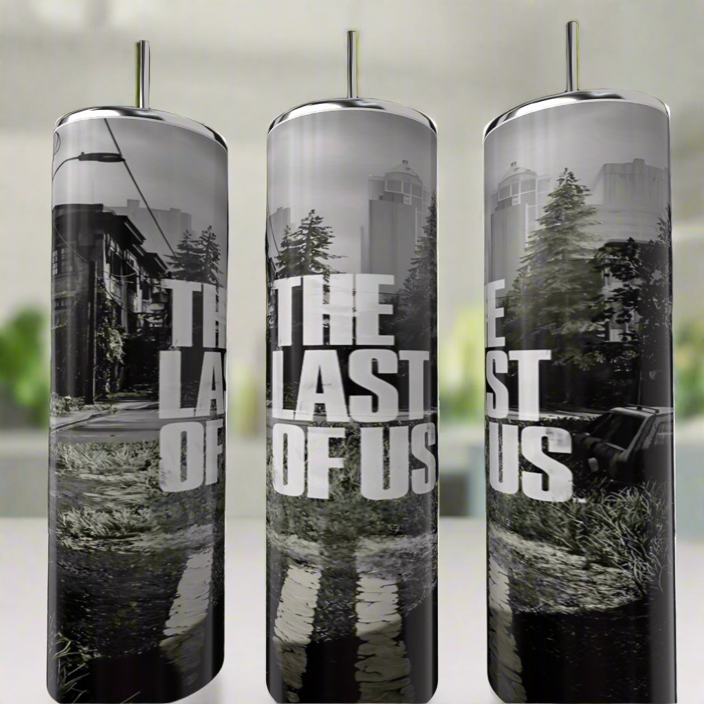 Enjoy eco-friendly drinks on the go with Kreative Kreationz’s The Last Of Us Fans 20oz Tumbler—stainless steel with an overgrown cityscape wrap and bold game-inspired text, perfect for every fan.