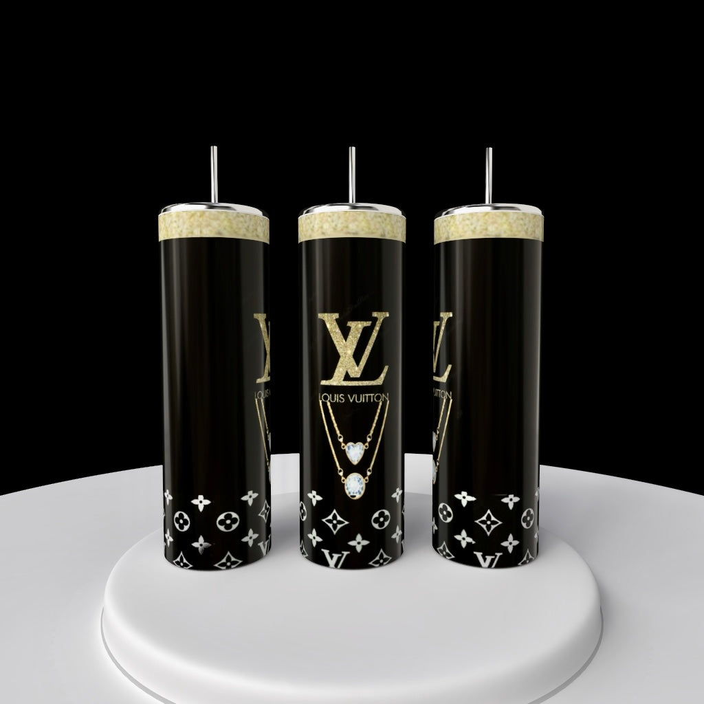 Louis Vuitton Purse  Black & Gold Designed 20oz Stainless Steel Tumbler