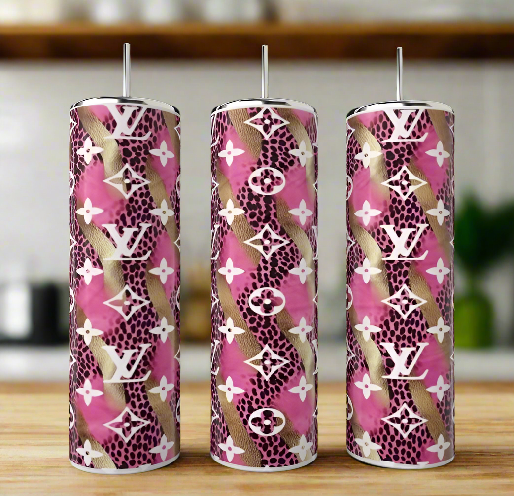 Louis Vuitton Pink & Gold 20oz Tumbler
