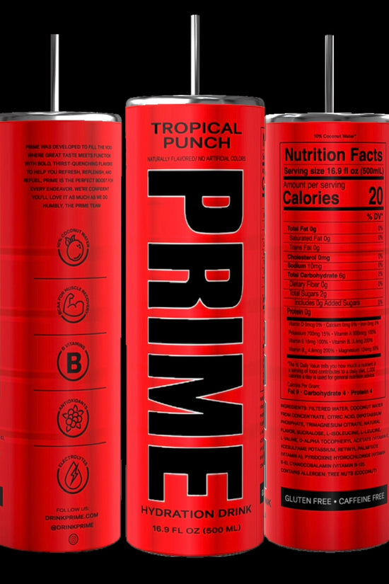A collection of cans in vibrant red adorned with black text, reminiscent of Kreative Kreationz's Colorful Energy 20-ounce tumbler.
