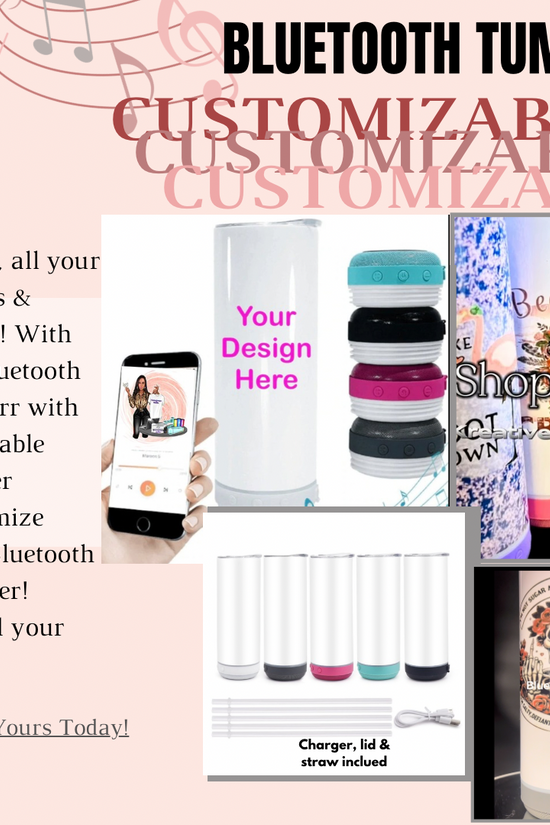 Explore Kreative Kreationz's Customized 20oz Bluetooth Tumbler featuring a detachable speaker and limitless design options. Personalize yours with diverse sublimation designs. Visit our website to order now!.