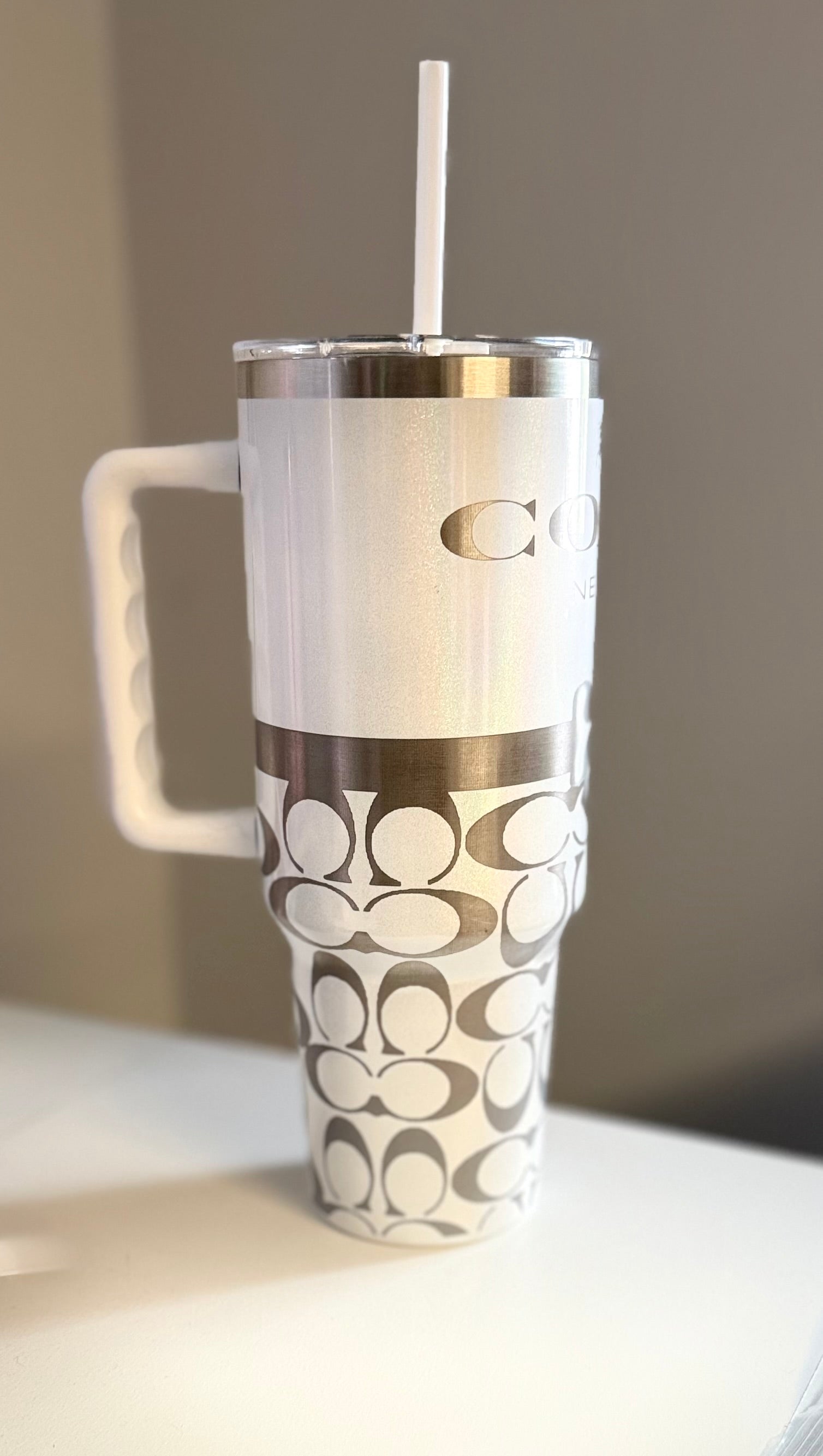 Coach White 40oz Engraved Tumbler
