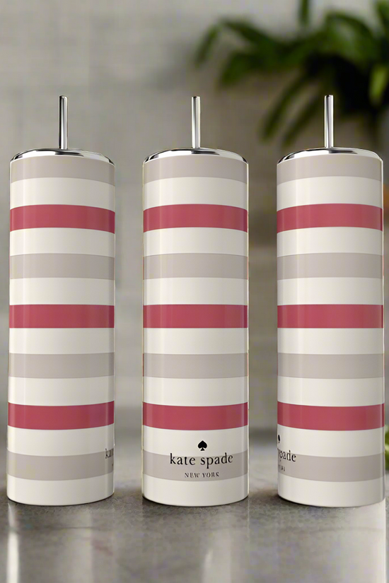 Kate Spade Pink Stripe 20oz Skinny Tumbler