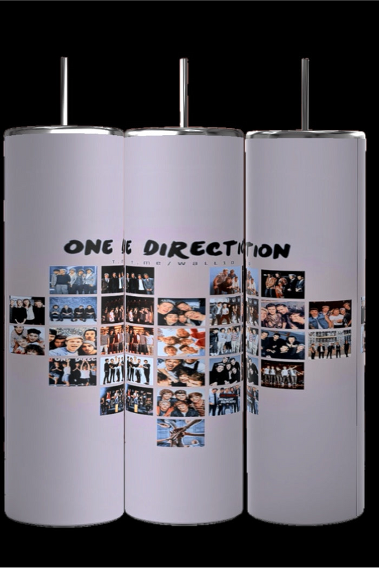 One Direction Heart Collage 20oz Stainless Steel Tumbler