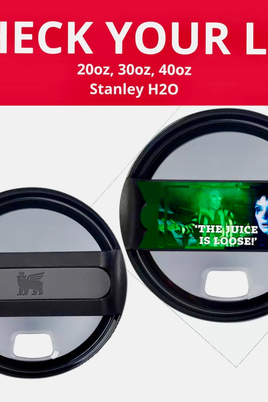 The image shows two Stanley H2O lids with the text, 