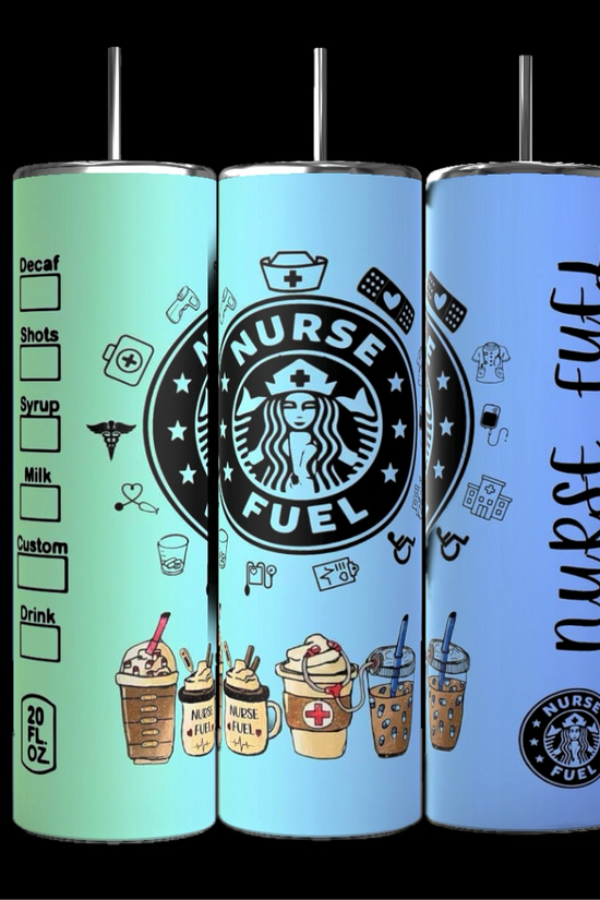 Three dark blue cylindrical tumblers, inspired by the luxury GUCCI Diana design and crafted by Kreative Kreationz, each featuring a textured pattern. These elegant tumblers boast prominent gold and red buckle designs, include a reusable straw, and flaunt a sleek, minimalistic aesthetic against a dark blue background. Each tumbler has an impressive 20 oz capacity.
