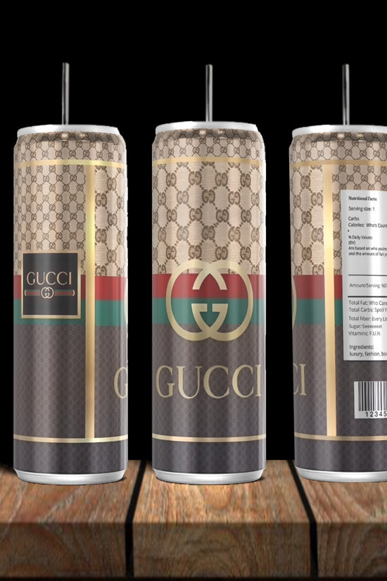 Gucci Silver Stainless Steel Inspired 20oz Tumbler Collection