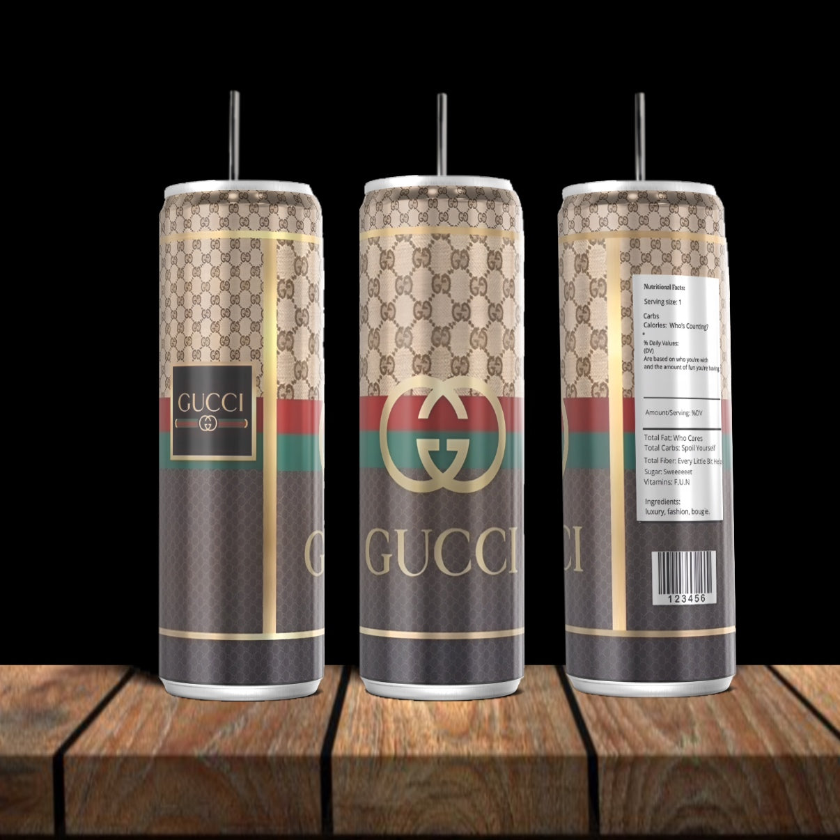 Gucci Silver Stainless Steel Inspired 20oz Tumbler Collection