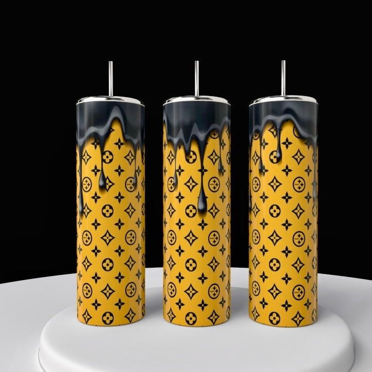 LV Yellow & Black Drip 20oz Tumbler