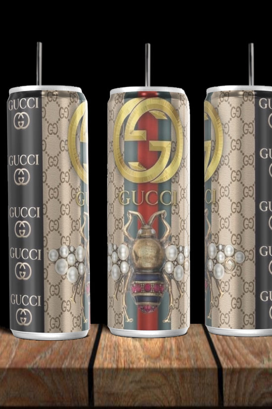Gucci Silver Stainless Steel Inspired 20oz Tumbler Collection
