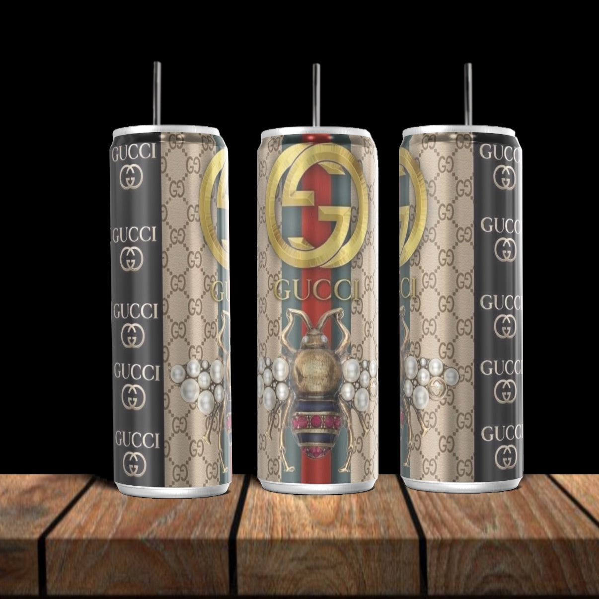 Gucci Silver Stainless Steel Inspired 20oz Tumbler Collection