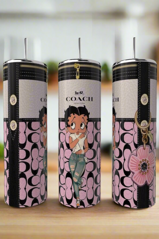 Betty B Pink Coach Zip 20oz Skinny Tumbler