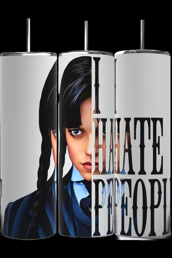Three Kreative Kreationz 20oz tumblers are lined up: the first features a woman's left profile with dark braids, the middle displays her face and partial text, and the third in the Halloween series boldly states 